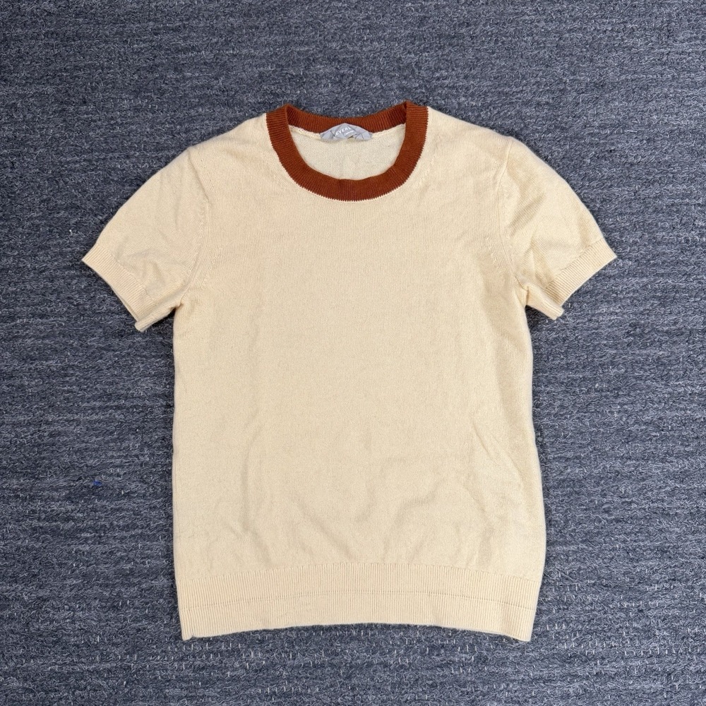 Everlane Cashmere Short Sleeve Sweater XS Butter Yellow Ringer Tee Quiet Luxury